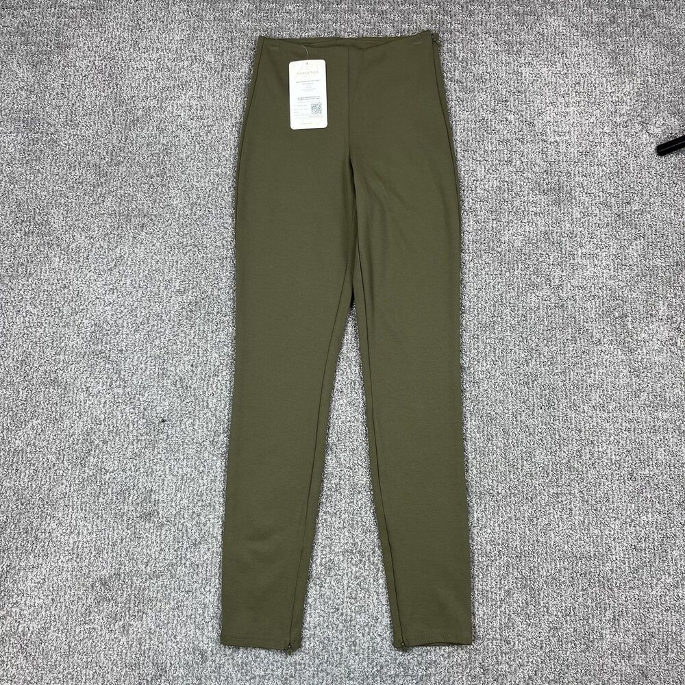 Fabletics Pants Womens XXS Green Ponte Skinny Ankle Zip Split High Rise Stretch